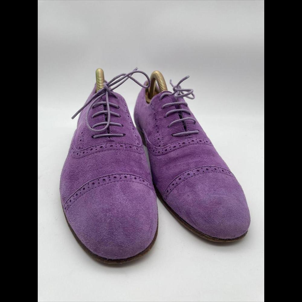 J Crew Oxfords Purple Suede Loafers Platforms Wedges Made in Italy Womens 7.5